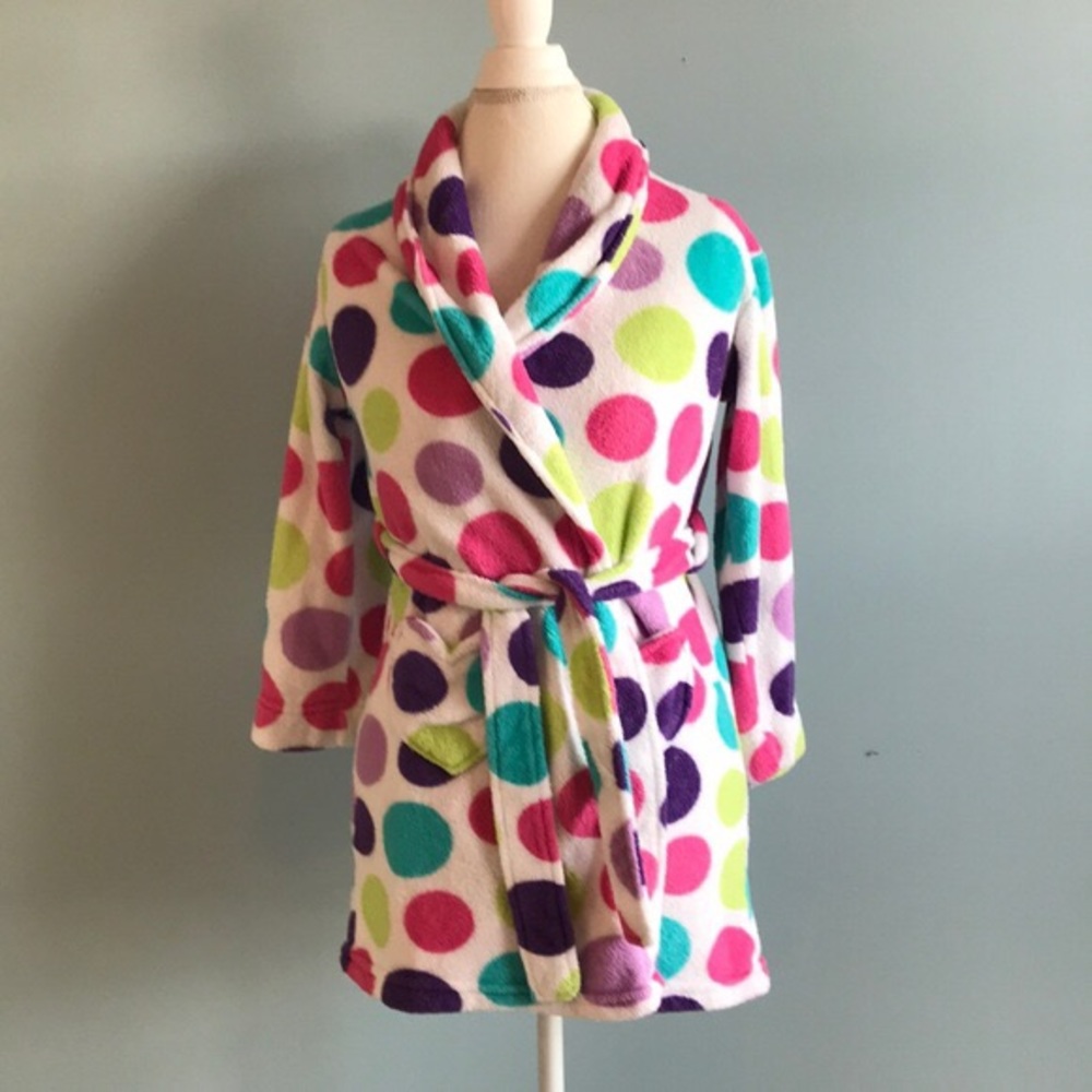 Xhileration: Fleece fuzzy kids polka dot bathrobe